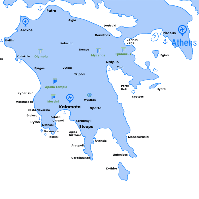 peloponnese map